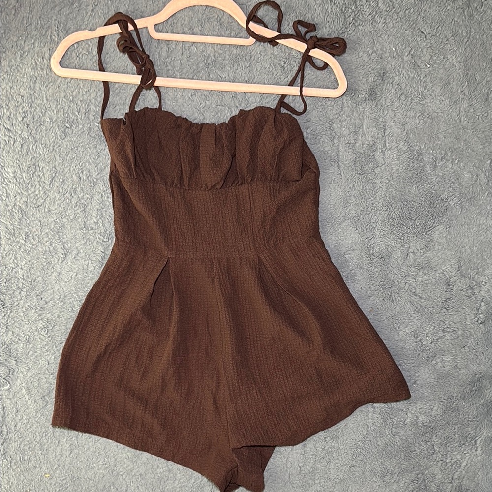 Brown Sleeveless Romper